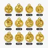 Galvanoplastia de Ouro Real no Forno, Pingente Redondo de Aço Inoxidável com Doze Constelações, Venda Quente Europeia e Americana, Pingente DIY para Pulseira e Colar