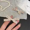 Presilha de Cabelo com Laço de Strass e Pérolas para Mulheres, Presilha de Mecha Lateral de Alta Qualidade, Grampo, Acessório de Cabelo para o Verão