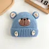 Gorro de bebé, lindo y adorable para otoño e invierno, cálido y acogedor, gorro de punto para bebés y niños pequeños, unisex, engrosado con diseño de oso bordado