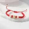 Pulseira Trançada Pedra Luminosa Doze Signos do Zodíaco Fio Vermelho Fio Preto Contas Luminosas Pulseira de Casal Estudante Feminina Atacado