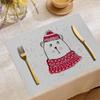 Jogo Americano de Natal Jit Decoração de Mesa de Festa Tapete Hotel Restaurante Casa Linho Estampado Antiderrapante Antiescaldante Tapete de Mesa