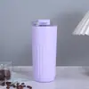 Taza de Café Simple Rayada de Acero Inoxidable 304 Taza de Agua para Estudiantes Hombres y Mujeres Taza Térmica Taza de Acompañamiento para Regalo Logo Imprimible