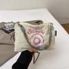 Bolsa Ligera y Sencilla de Tela Oxford con Bordado Pesado de Rosquilla 2025 Nuevo Color Contrastante Versátil Estilo Japonés Bolso de Hombro para Mujer