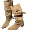 Botas de Tacón Grueso de Tacón Alto para Mujer, Botas 2025 Otoño Nuevo Botas de Vaquero Occidentales, Botas de Jinete de Pila de Sichuan y Tíbet