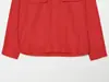 Camisa larga de otoño para mujer estilo europeo y americano, color rojo, con decoración de bolsillo 1566