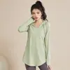Blusas Esportivas Soltas de Secagem Rápida para Mulheres, Outono e Inverno Manga Longa t Roupas Fitness, Efeito Emagrecedor Cobre o Bumbum Tamanho Grande Roupas de Yoga