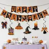 Nova Decoração de Bandeira Espiral Temática de Halloween Bruxa, Abóbora, Fantasma Conjunto Decoração de Halloween