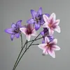 3 ramos de flores de lirio artificiales, perfectos para decoraciones de bodas, arreglos florales y decoraciones de flores de seda al por mayor
