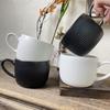 Caneca de Cerâmica Cor Sólida Simples Preto e Branco Listras Verticais em Relevo para Café Leite Estilo Escandinavo para Casa Fábrica de Liling