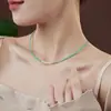 Colar de Pérola de Água Doce Turquesa Natural Sem Desbotamento Verão Feminino Versátil de Alto Nível Colar de Contas para Clavícula Joia
