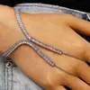 Pulsera de cadena integrada de lujo incrustada con diamantes, pulsera de cadena Y ajustable para dedo y dorso de la mano, estilo nicho de alta gama