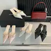 Mules Chuyuji estilo francês com laço, bico fino e salto fino, versáteis de calçar, meia-sandálias, elegantes e na moda