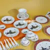 Set de Lujo Ligero Estilo Europeo de 41 Piezas Serie Floral Matu Plato Estilo Occidental Tazón para Sopa Combinación Refinada de Porcelana de Hueso con Cuchara para Regalos de Inauguración