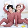 Traje de terciopelo para niños lijado de doble cara cálido otoño dos piezas color sólido lunares color sólido otoño e invierno pijama
