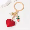 Llavero Colgante de Corazón Grande Rojo de Acrílico, Flor de Rosa, Perla Esmaltada, para Día de San Valentín Transfronterizo, Accesorio de Bolso de Moda