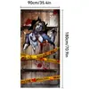 Conjunto de Capa de Porta de Halloween da Amazon Decoração Externa Bandeira para Pendurar Fotos Tecido de Fundo Caveira de Terror Faixa Decorativa Tecido para Pendurar