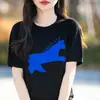 Camiseta de Tricô de Lã Jacquard Pegasus com Gola Redonda Feminina Solta Casual Manga Curta Pulôver Top Fino Dropshipping Douyin