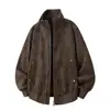 Jaqueta Masculina de Couro PU para Primavera e Outono, Jaqueta Piloto Baseball com Gola Alta Retro, Tendência, Venda Quente Amazon Transfronteiriça