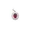 Colgante vintage de circón color rubí para mujer, colgante de collar de flor de diamantes completos, accesorio de cadena para clavícula de lujo ligero de alta gama