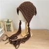 Gorro de lana hecho a mano con gran circunferencia de cabeza para mujer, gorro de punto cálido con protección para las orejas para estudiantes, otoño e invierno, 2023