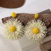 Brincos Coloridos de Flores Personalizados Estilo Feriado Transfronteiriços Europeus e Americanos para Mulheres Girassol Simples Brincos Tecidos à Mão Brincos