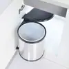 Cubo de basura empotrado en armario, Cubo de basura doméstico, Cubo de basura de acero inoxidable oculto empotrado en fregadero de cocina con tapa