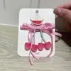 Presilha de Cabelo Cereja Doce Estilo Coreano, Laço de Cabelo Xadrez Rosa Fofo, Elástico de Cabelo para Rabo de Cavalo Infantil, Presilha de Cabelo Trançada Cauda de Andorinha