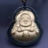 Pingente Guanyin Buda de Jade Tinta Hetian Ouro Puro Ouro Incrustado com Jade Pingente Hetian de Jade Incrustado com Ouro Lote de Presentes Ornamentos de Jade