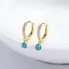 Aretes de Turquesa para Mujer, Aretes de Plata 925, Aretes de Lujo Ligero y Gama Alta, Joyería de Circonita de Moda Transfronteriza, Regalo de Cumpleaños