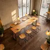 Mesa y Sillas de Barra de Madera Maciza Tienda Balcón Comercial Mesa Larga Apoyada en la Pared Barra de Ventana Barra Mesa de Café Té con Leche