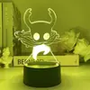 Luz de Noche USB Juego Hollow Knight Accesorios Regalo Cumpleaños Niños Adornos de Mesita de Noche para Dormitorio Luz Luminosa LED 3D