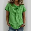 2026 Ropa de Mujer de Comercio Exterior Transfronterizo Europeo y Americano Amazon Nuevo Primavera y Verano Algodón y Lino Manga Corta Moda Casual Tops Camisetas
