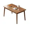 Mesa de jantar e cadeiras em madeira maciça cor nogueira madeira de seringueira doméstico sala de estar apartamento pequeno mesa de jantar simples Nórdico
