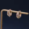 Pendientes de plata de ley S925 chapados en oro de 18 quilates con doble C de circonita para mujer, lujo ligero, exquisitos y modernos pendientes de aro con doble anillo cruzado