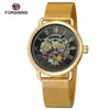Reloj Mecánico Manual Impermeable de Moda Casual Retro de Malla Hueca para Hombre Europeo y Americano Forsining
