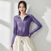 Cárdigan Deportivo de Secado Rápido, Cuello Alto, Manga Larga, Prenda para Correr y Fitness, Chaqueta Deportiva de Yoga, Chaqueta Ajustada de Secado Rápido para Mujer