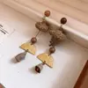 Colar Pingente Cogumelo de Madeira com Corda de Algodão Trançada à Mão, Corrente de Clavícula de Luxo Leve de Alta Qualidade, Brincos Versáteis de Moda Retrô