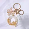 Llavero Colgante de Borla con Letra Inglesa Personalizada de Purpurina Blanca con Resina Epoxi y Colgante de Resina con Pan de Oro, Llavero Sencillo