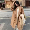 Casaco Engrossado de Lã de Alpaca Feminino Outono Novo Perfil Longo Solto Casaco de Lã Estilo Coreano Outono e Inverno Casaco de Lã de Alta Qualidade