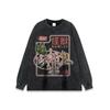Camiseta Base de Algodón Pesado Lavada y Envejecida Estilo Nacional Japonés Manga Larga para Hombre y Mujer, Top Casual Versátil para Pareja Otoño