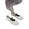 Sapatos baixos retrô estilo francês, mocassins de sola macia para mulheres, novo modelo 2026, bico quadrado, franzidos, Mary Janes de tira única