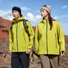 Capa Adhesiva a Prueba de Tres Capas Chaqueta de Montañismo Individual Logo Personalizado Chaqueta de Trabajo para Grupo Ropa de Trabajo para Montañismo al Aire Libre Impresión Bordado