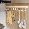 Colgador de Espátula de Madera Maciza sin Taladro para Cocina Estante de Almacenamiento Multifuncional para Pared de Cocina y Baño Estante Colgante de una Sola Fila para Restaurante