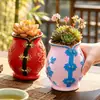 Vaso de flor cheongsam tridimensional estilo chinês para pátio e varanda, paisagismo em miniatura para plantas verdes, decoração de ornamento de mesa para jardim de plantas em vaso