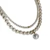 Collar de Perlas Redondas Perfectas, Popular Nicho Lujo Accesible Cadena Doble para Clavícula, Collar de Cuentas Millet Diseñable al por Mayor
