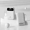 Mini Power Bank de Alta Capacidade 20000mAh com Cabos Embutidos Portátil Presente Logotipo Personalizado Potência Móvel Transfronteiriço