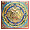 Pintura Colgante Thangka Nepalí Pintada a Mano Rueda del Tiempo Ciudad Vajra Pintura Decorativa para Sala de Estar y Entrada Pigmentos Minerales Naturales