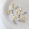 Relleno de Oro de 18 Quilates Conservación del Color Barra Larga Cuentas Tubulares Imitación Barroca Barra Larga Espaciadores Lisos Accesorios para Cuentas de Collares Hechos a Mano DIY