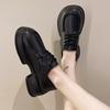 Mocasines Retro de Suela Gruesa Estilo Preppy Tacones Bajos Gruesos para Mujer 2024 Nuevos Zapatos Casuales Versátiles Británicos de Cuero Pequeño para Mujer