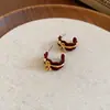 Pendientes de Plata Recubiertos de Oro Real de 18K con Aguja de Plata Incrustados con Diamante Forma de C Pendientes Estilo Retro de Hong Kong Pendientes de Lujo Ligero de Alta Gama para Mujer